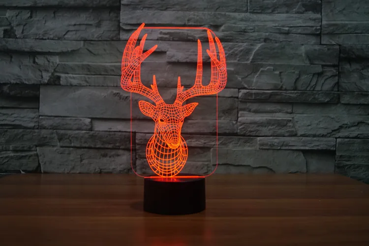 3D wapiti олень Рождественский подарок ребенок USB LED украшение ночник Светодиодная