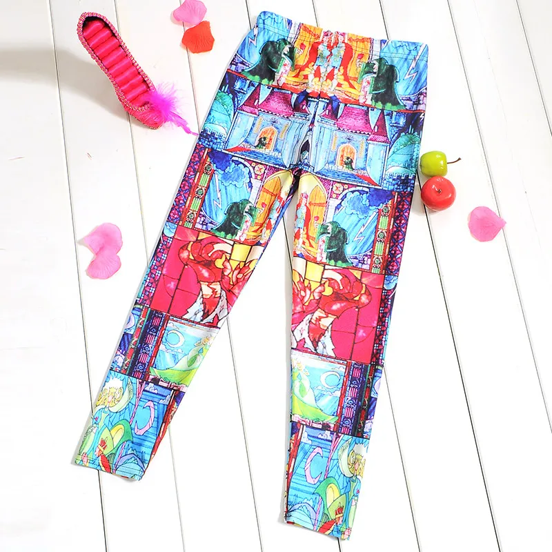 

For Teenage Girl Fairy Story Painting Print Fitness Pants Casual Exercise Leggings Elastic Fiber Full Length Energy Trousers