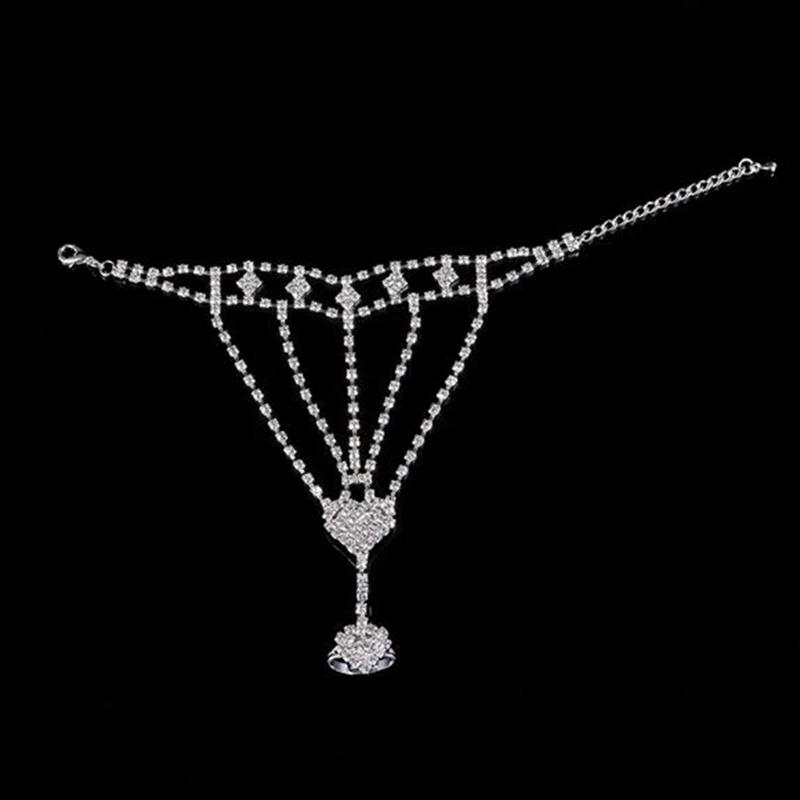 Fashion Famous Brand Jewelry Antique Silver Plated Women Girl Rhinestone Hand Bangle Chain Link Finger Ring Bracelet | Украшения и