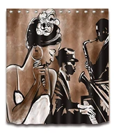 afro american woman singing shower curtain for shower stall by afrocentric black art bathroom decorations