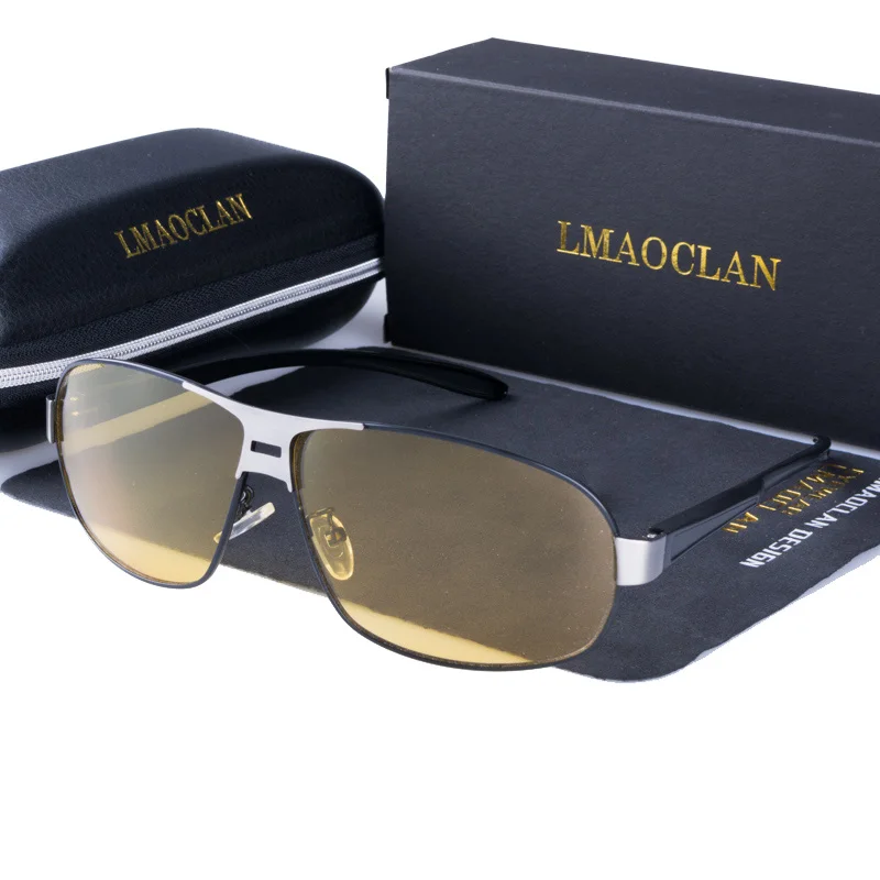 

Алюминиево-магниевые мужские поляризованные очки ночного видения для вождения, рыбалки, брендовые дизайнерские очки оверсайз с желтыми ли...