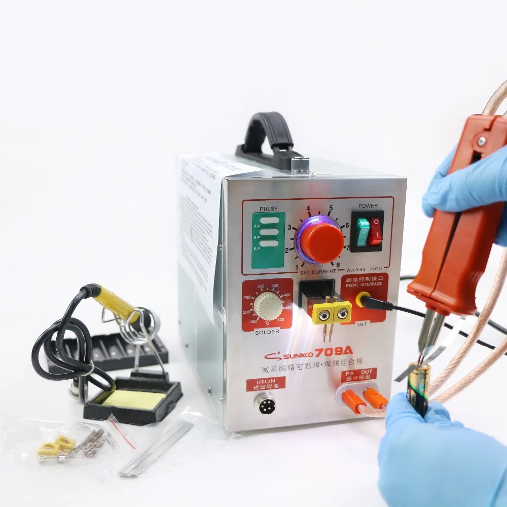 Сварочный аппарат SUNKKO 709A Импульсный сварочный для пайки аккумуляторов 18650 110
