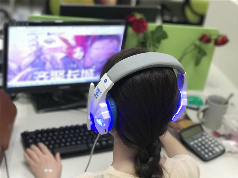 Teamyo игровая гарнитура над ухом светящиеся наушники повязка на голову с микрофоном ПК стерео бас наушники для компьютера PC Gamer