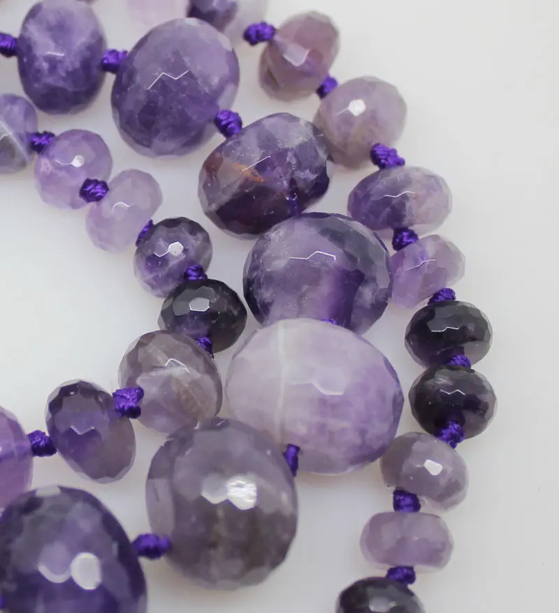8-16mm natural Amethyst faceted roundel loose beads stone 17.5&quot long | Украшения и аксессуары