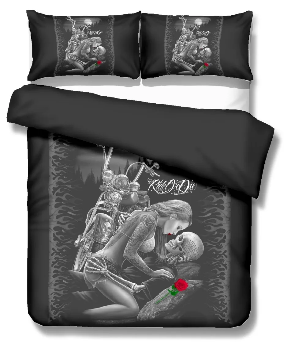 3D skull bedding Quilt Cover Bedding Set Pillowcase Duvet | Дом и сад