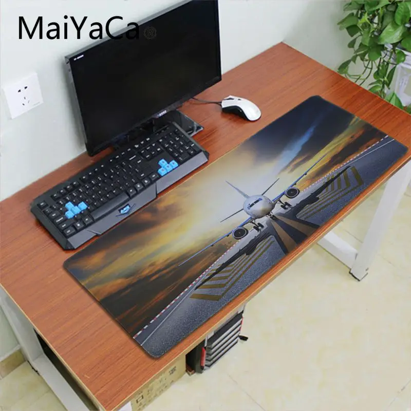 Игровой коврик для мыши Maiyaca с самолетом под голубым небом игровой большой