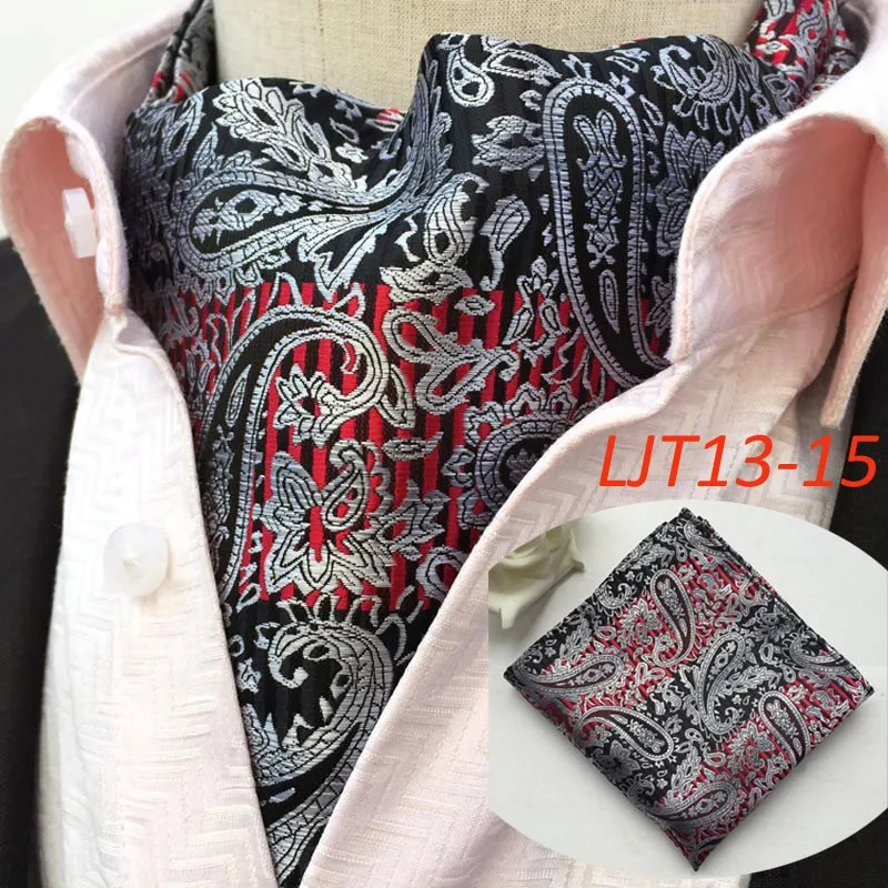 LJT13 1-17 Роскошные Для мужчин; комплект Ascot Винтаж Пейсли жаккарда с цветочным принтом шелковый галстук винтажный галстук модный мужской Карманный платок Square Set