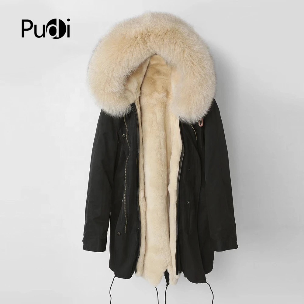 PUDI PK901 женская зимняя теплая хлопковая парка, пальто с натуральным мехом Рекса внутри, пальто с воротником, Дамское модное пальто, куртка, пальто