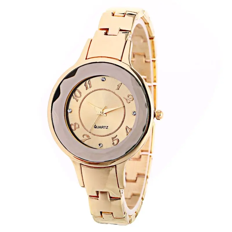 Женские повседневные кварцевые часы Gnova золотистые наручные с платиновым