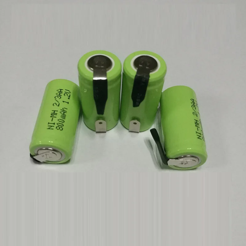 Soravess 10pcs 1.2V 2/3AA NiMH Rechargeable Battery 800mAh Ni-Mh Ni Mh Batteries cell Welding Tab Pins For DIY electric shaver |