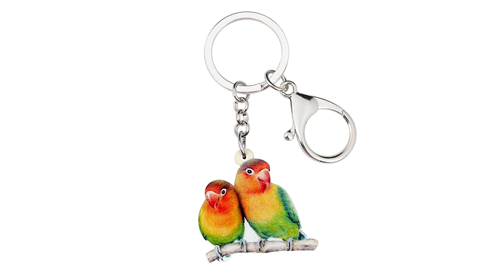 Bonsny акрил Африка Фишер Lovebird попугай птица ключ цепочки брелок кольцо симпатичное животное ювелирные изделия для женщин девочек Сумка автомобильные подвески