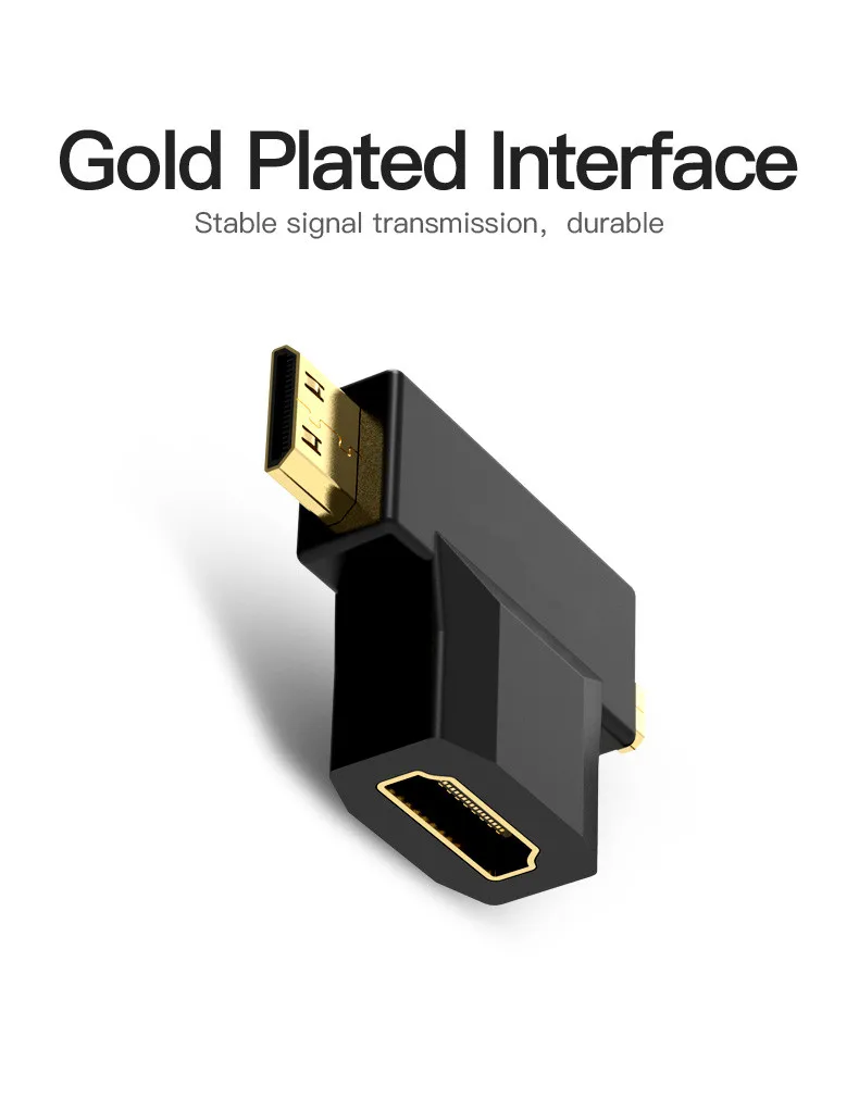 Адаптер 2 в 1 Mini HDMI / Micro штекер гнездо Поддержка 3D 4K 60 Гц 1080P для камеры GoPro Hero 6 5