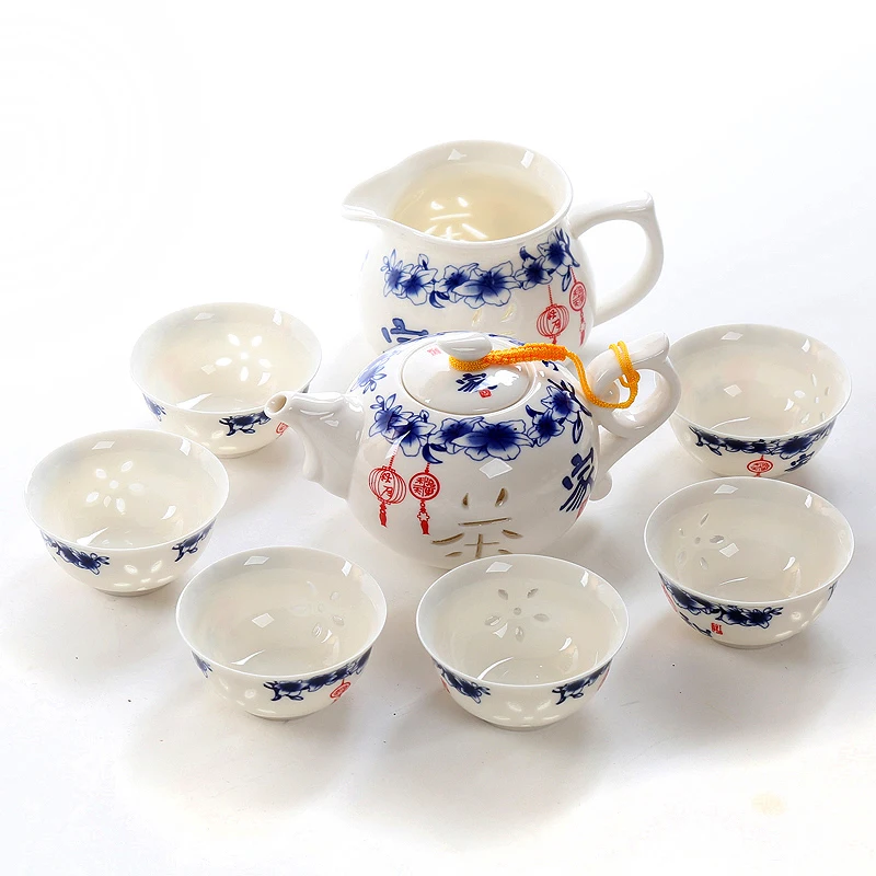 

8 предметов изысканный фарфоровый Подарочный чайный сервиз ручной работы из ПУ Er, Набор чашек китайских чайные наборы кунг-фу, благородный к...
