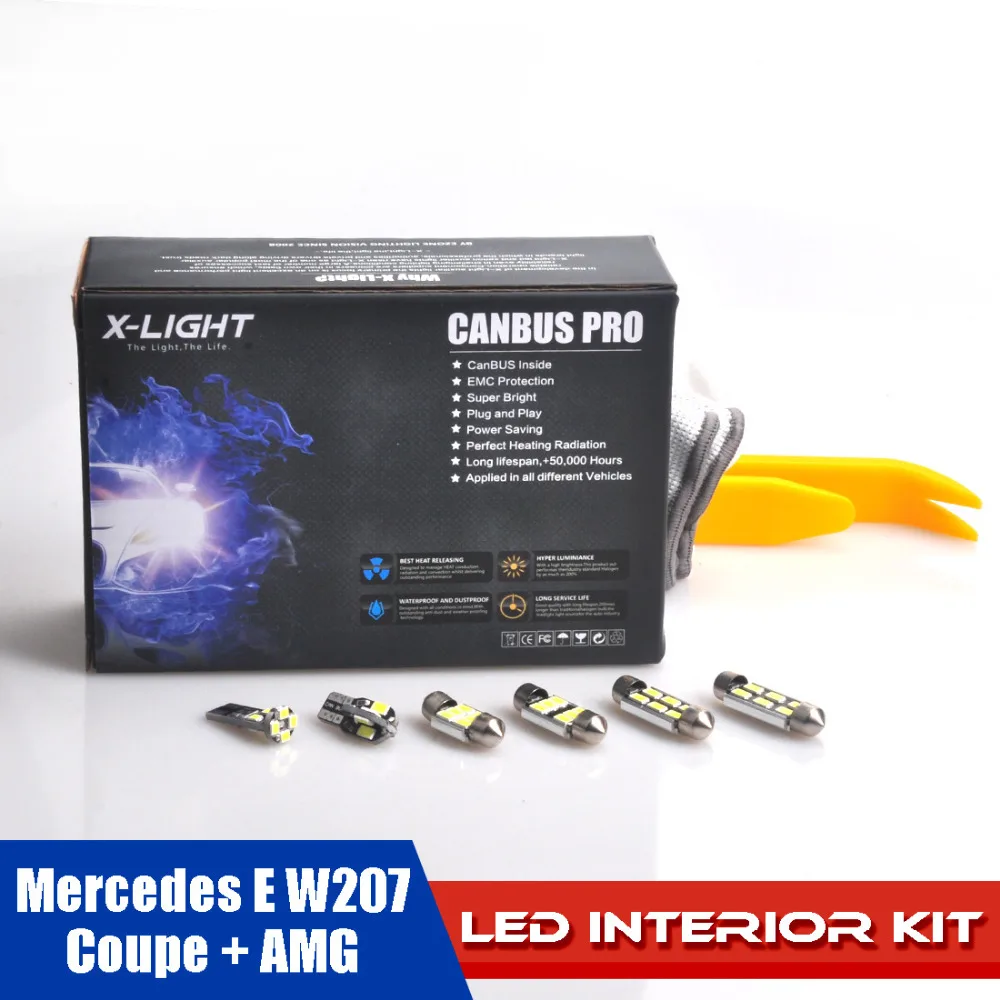 

15PCS LED Full Interior Reading Package Map Light Dome Light for Mercedes E W207 Coupe + AMG WITH Install Tools