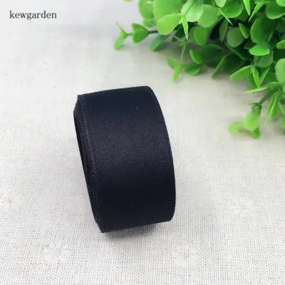 Черный Kewgarden DIY брошь серьги бант для волос аксессуары атласные ленты матовая хлопковая лента 3/" 1" 1," вручную изготовленная лента тесьма 10 ярдов - Цвет: Черный