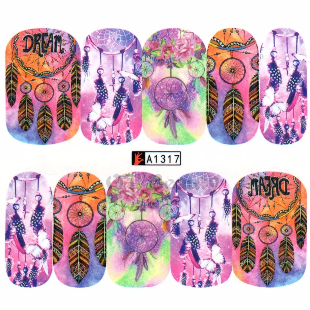 Новый стиль богемный дизайн полное покрытие наклейка на ногти водная переводная