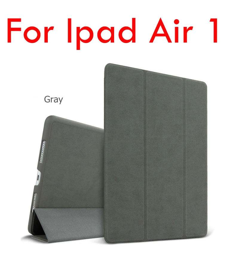 Gray for ipad air 1 Чехол для iPad Air 2 Air 1 магнитный матовый кожаный умный чехол для iPad Air Чехол подставка флип Пробуждение/сон для iPad A1566 A1567 A1474 - Color: Gray for ipad air 1