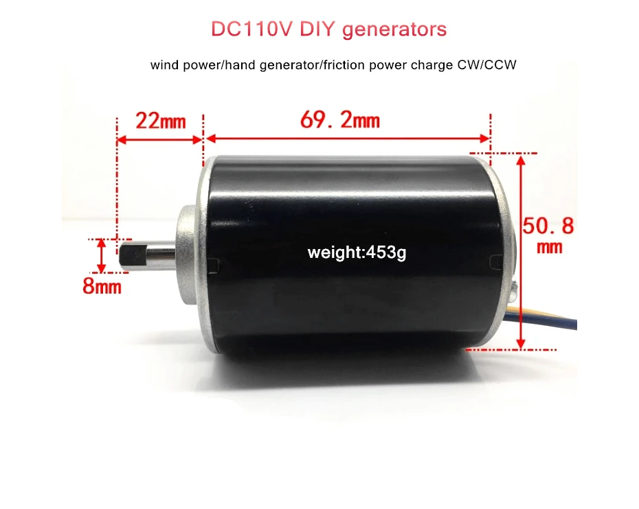 DC 110V постоянный магнит dc углеродная щетка двигатель DIY генераторы