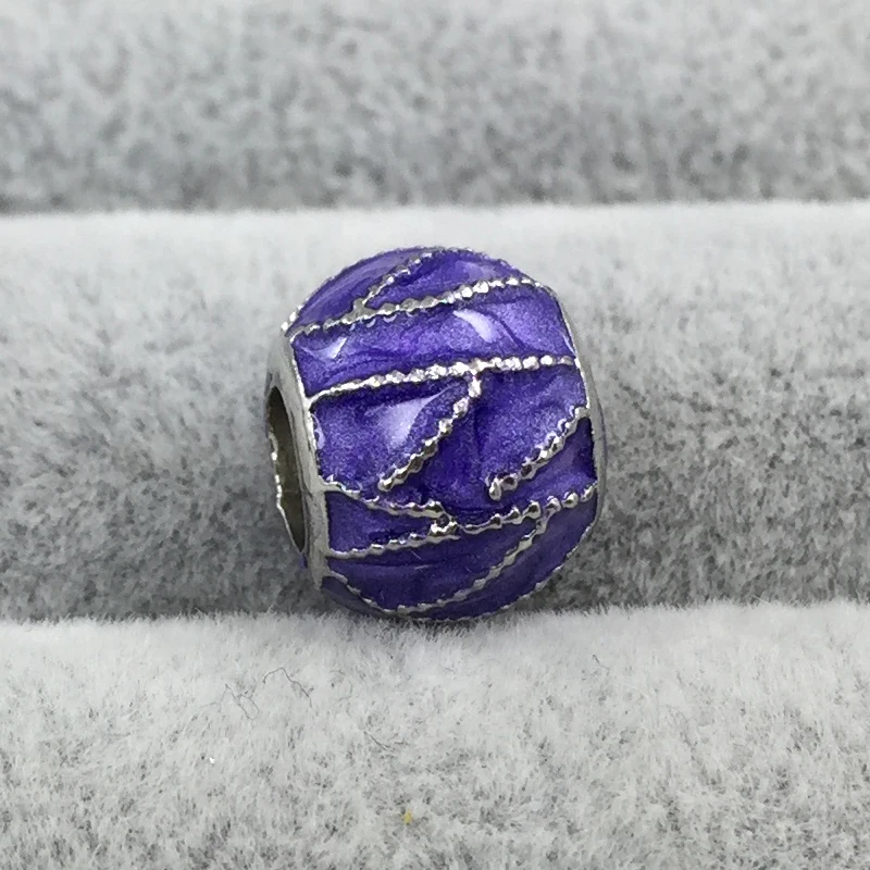 Полоса с фиолетовой эмалью Европейские Бусины Подходят для браслетов и