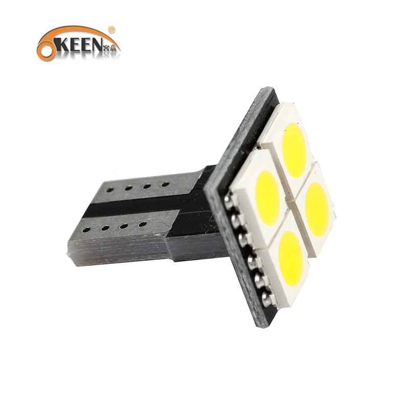 OKEEN Автомобильный светодиодный светильник T10 Canbus W5W 5050 4SMD теплый белый для чтения