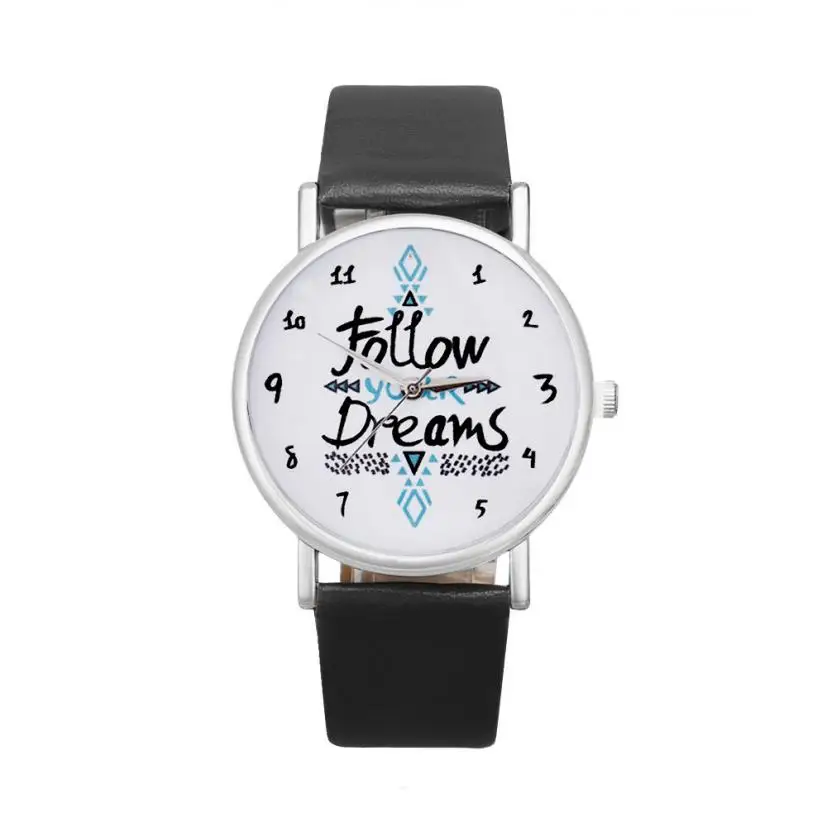 Модные женские часы с надписью Follow Dreams кожаные высокого качества Прямая поставка