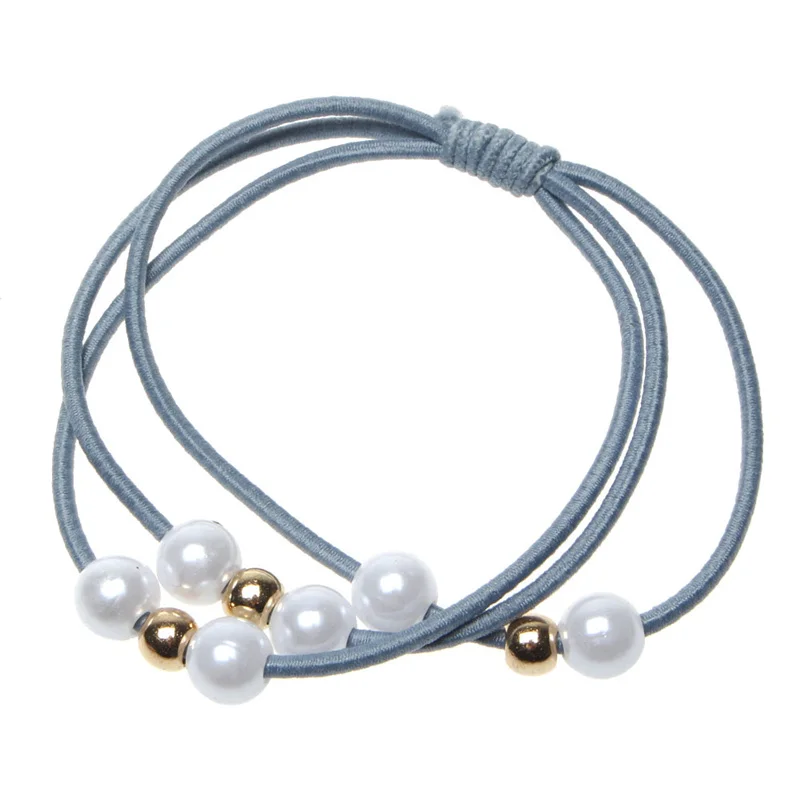 Эластичные резинки для волос из полиэстера с жемчугом женский головной убор