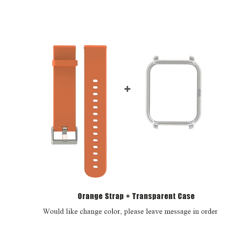 Orange Transparent 20 мм силиконовый ремешок защитный чехол для Xiaomi Huami Amazfit Bip BIT Lite спортивный ремешок аксессуары защитный браслет - Цвет: Orange Transparent