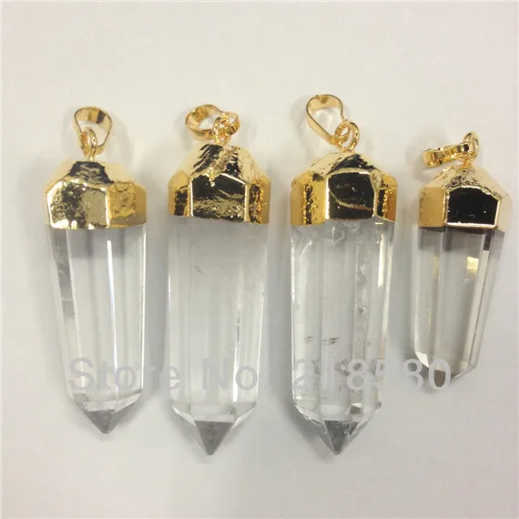 SP 025 кристалл кварца золотой или Серебряный кварцевый кулон 40 55 мм в длину