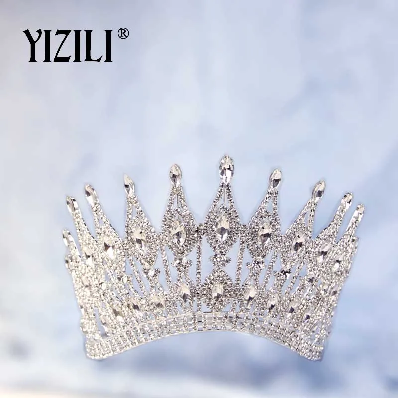 Новая Роскошная большая свадебная корона YIZILI Стразы Великолепная