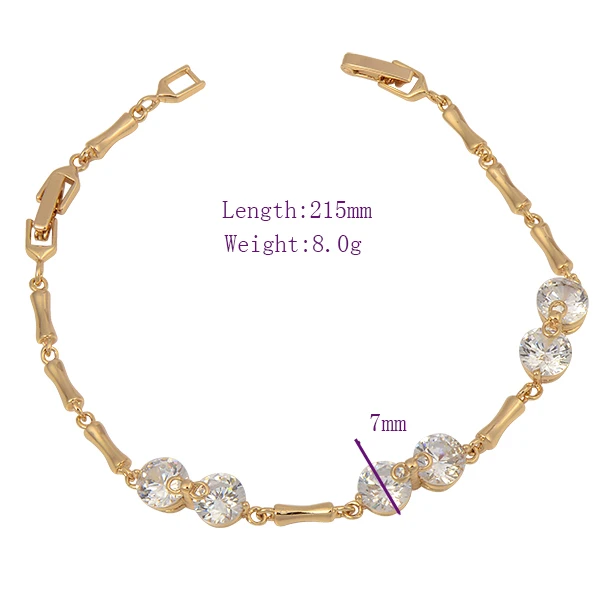 Wholesale Fashion Jewelry 18K Yellow Gold Plated White Round Cubic Zirconia Elegant Bracelet|jewelry turquoise|jewelry rollerjewelry making stretch