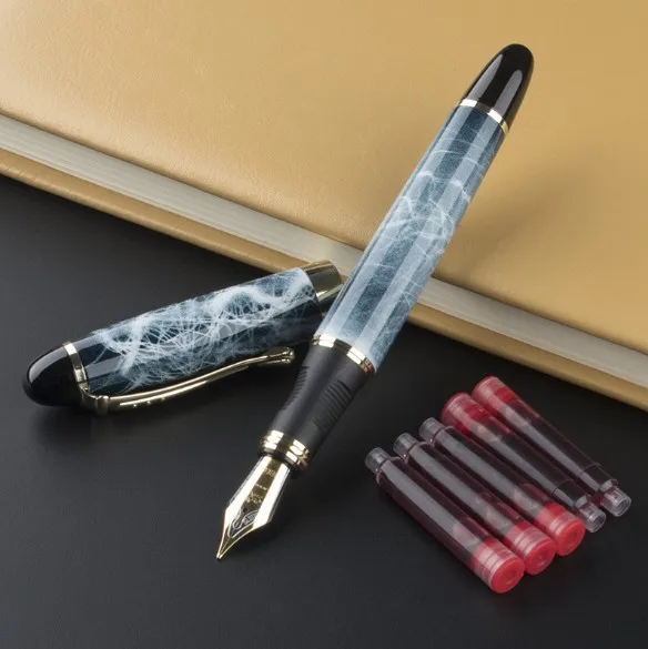 JINHAO X450 серый и золотой перьевая ручка 18 КГП 0,5 мм перо с широким основанием темно-зеленый, фиолетовый, винно-синий 21 цветов и чернильных картриджей, выберите JINHAO 450 - Цвет: 6