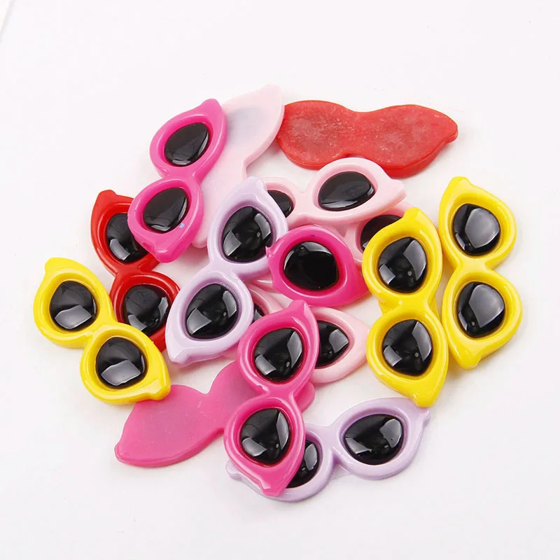 

16*41mm 30pcs/lot resin sunglasses Mixed colors Cabochons crafts DIY Accessories 210122