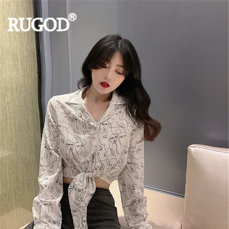 Женская короткая блузка RUGOD модная пикантная Повседневная кружевная белая с