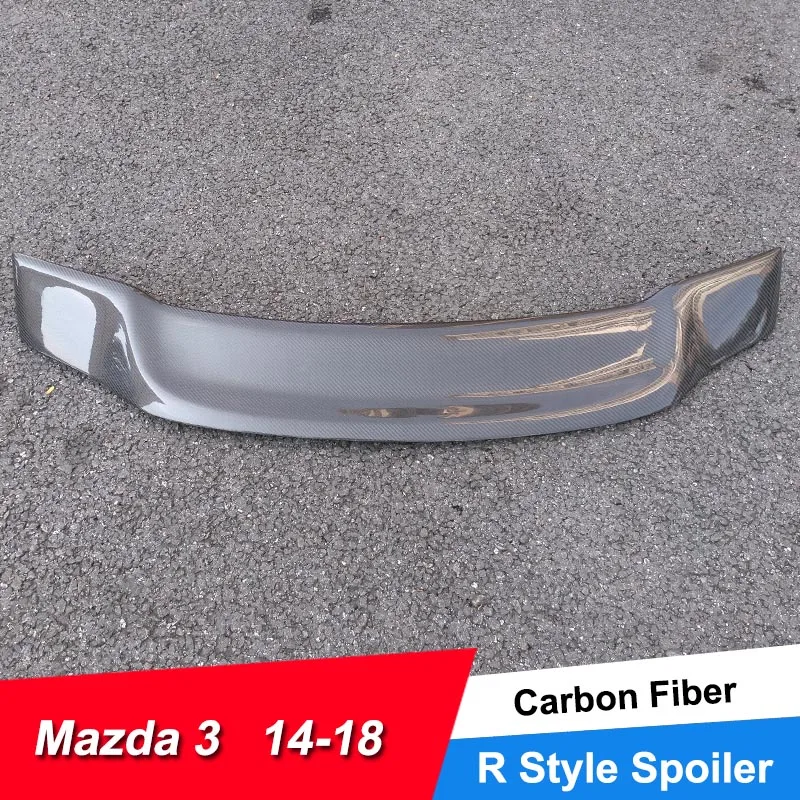 

JNCFORURC Rear Trunk Lid Car Spoiler Wings For Mazda 3 Axela 2014 15 16 17 18 Carbon Fiber R Style Spoiler For Mazda 3 Sedan