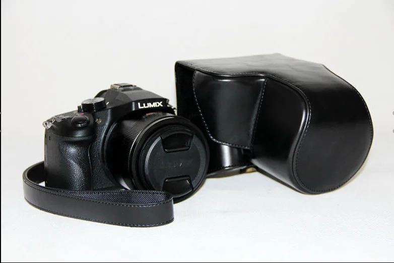Black Чехол для камеры из искусственной кожи для Panasonic Lumix DMC-FZ1000 FZ1000, сумка с ремешком, 3 цвета - Цвет: Black