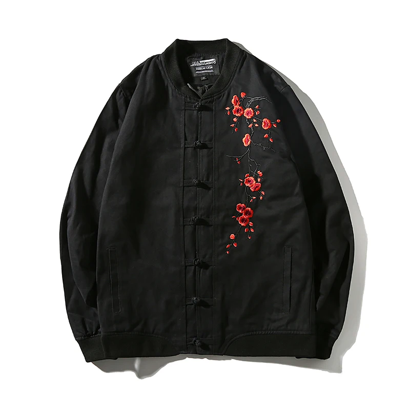 Вышивка Мода контракт китайский стиль Бейсбол Воротник Кнопка Повседневная