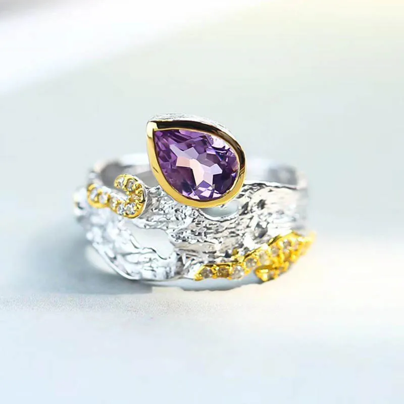 CSJ Classic Original Design Amethyst Rings 925 Sterling Silver for Women Party Wedding Engagement Gift Fine Jewelry | Украшения и