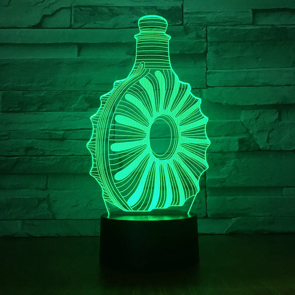 

Wine Bottle 3D Lamp Stereo LED Acrylic Night Office Bar Bedroom Mood Lighting 7 Colors Change Illusion Father Birthday Gifts