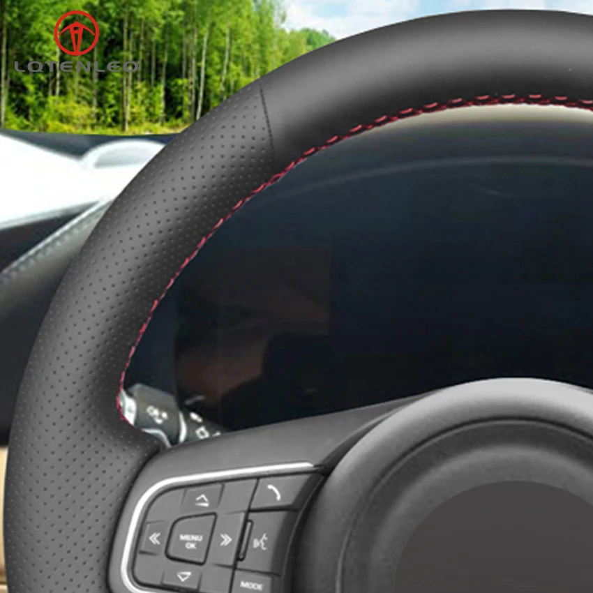 LQTENLEO черной искусственной кожи DIY автомобиля Руль Обложка для Jaguar XEL XFL- E-PACE XF- F-PACE F-TYPE