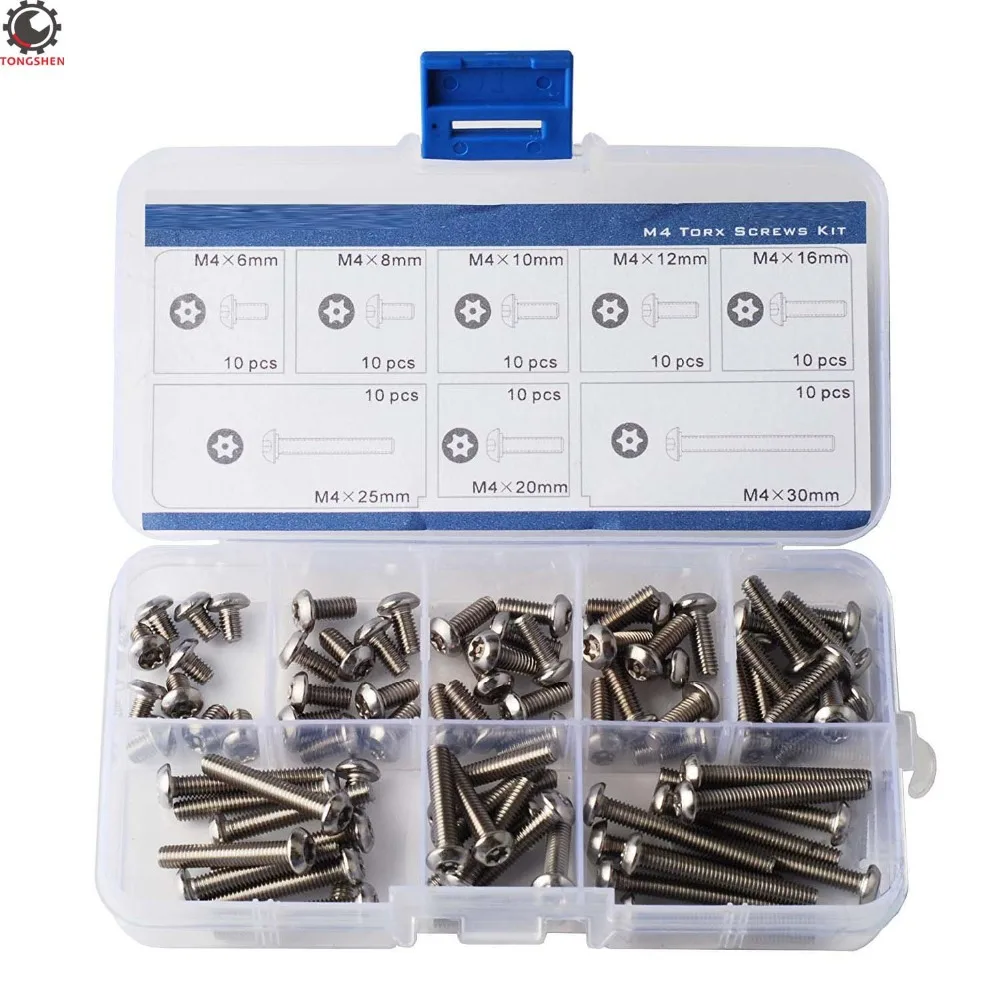 80 шт M4 Pin-in-Torx защитные винты из нержавеющей стали Torx потайные с шестигранной