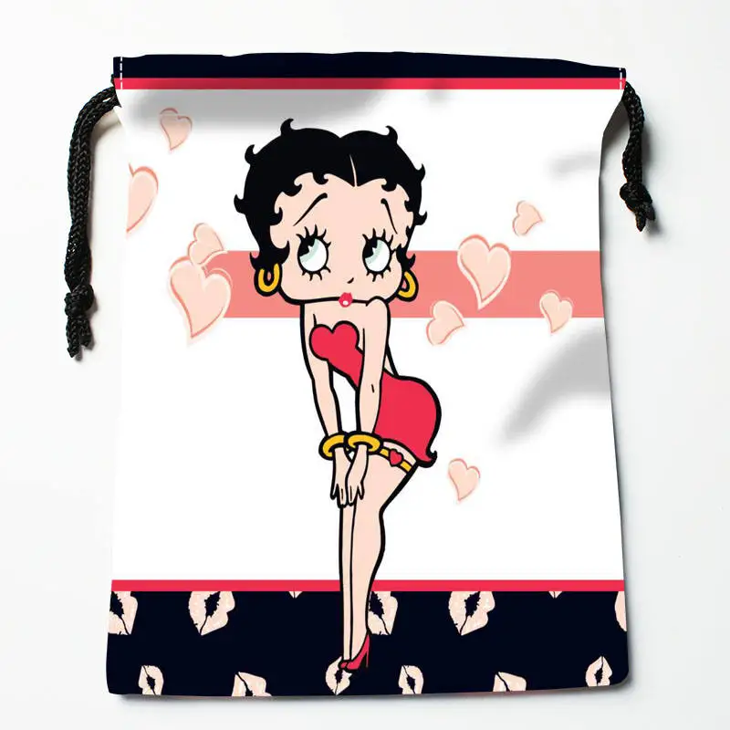 Высокое качество на заказ betty boop печать сумка для хранения с завязкой подарочные атласные сумки 27x35 см компрессионные сумки