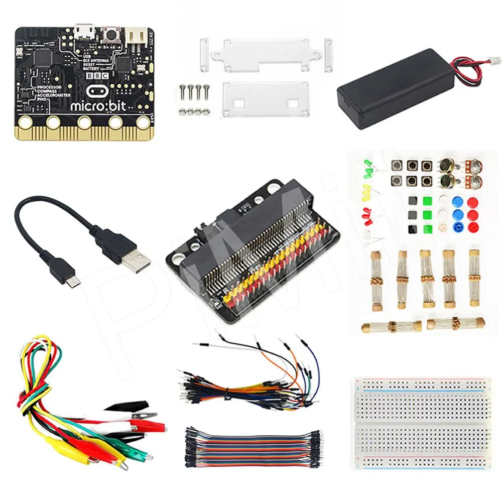 Комплект 2 BBC Micro: bit Go Starter Kit чехол макетная плата расширения USB кабель для обучения программированию детей - Комплект: Комплект 2