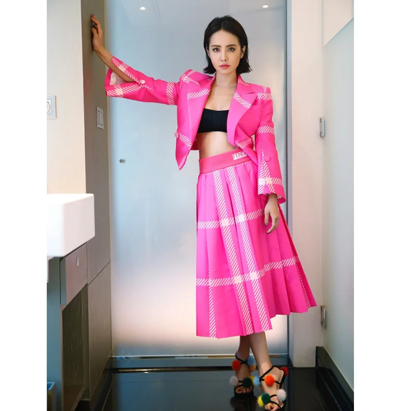 Женский новый европейский и американский костюм с короткой юбкой два комплекта