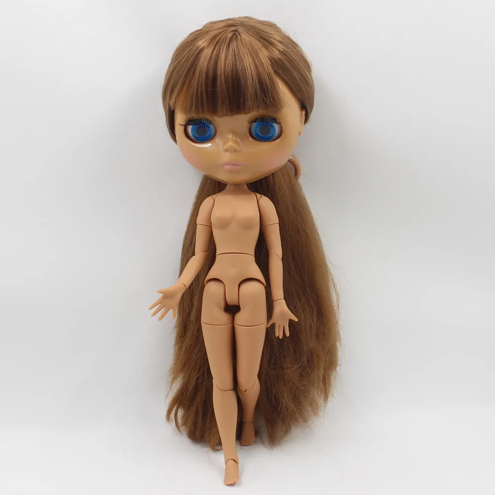 

ICY DBS Blyth doll brown hair dark skin joint body shiny face girls gift 30cm toy 1/6 bjd