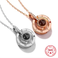 925 sterling silver rose goldsilver 100 languages i love you projection pendant necklace romantic love memory wedding necklace