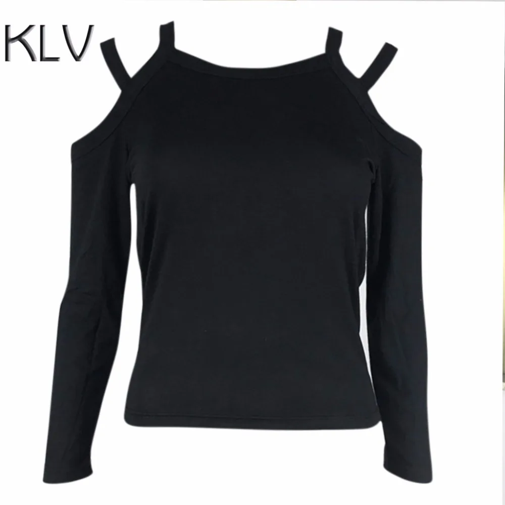 Fashion Women Sexy Knitted Long Sleeve Cold Shoulder Bandage Slim Fit Knitted Crop Tops Pullover 2018 New KLV