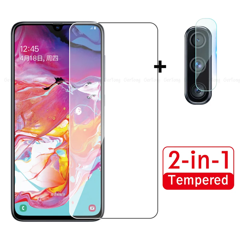 Защитное стекло для экрана и объектива камеры Samsung Galaxy A70 2 в 1|Защитные стёкла
