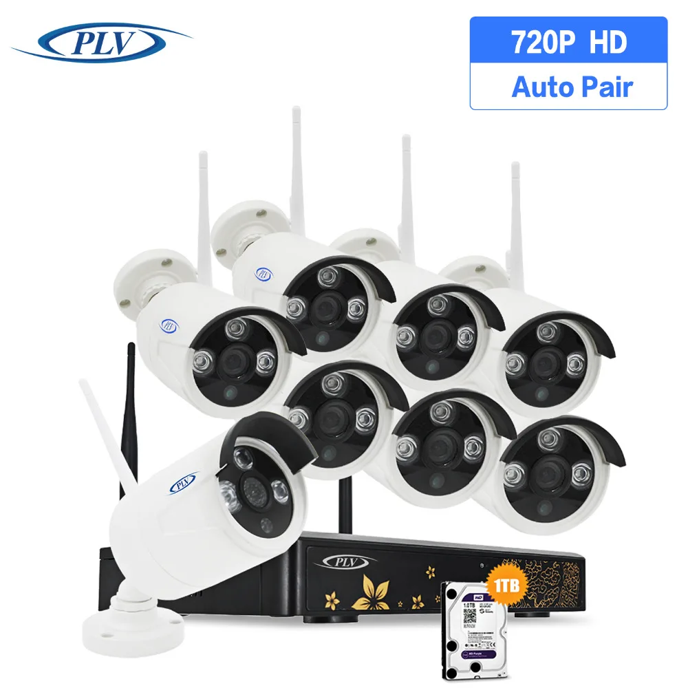 PLV 8CH 720P HD Открытый ИК Ночное Видение видеонаблюдения 8 шт. IP Камера WI FI CCTV Системы