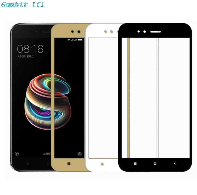 

2 шт Полное покрытие закаленное стекло для Xiaomi Mi A1 / Xiaomi Mi 5X 5,5 "9H защита экрана против царапин