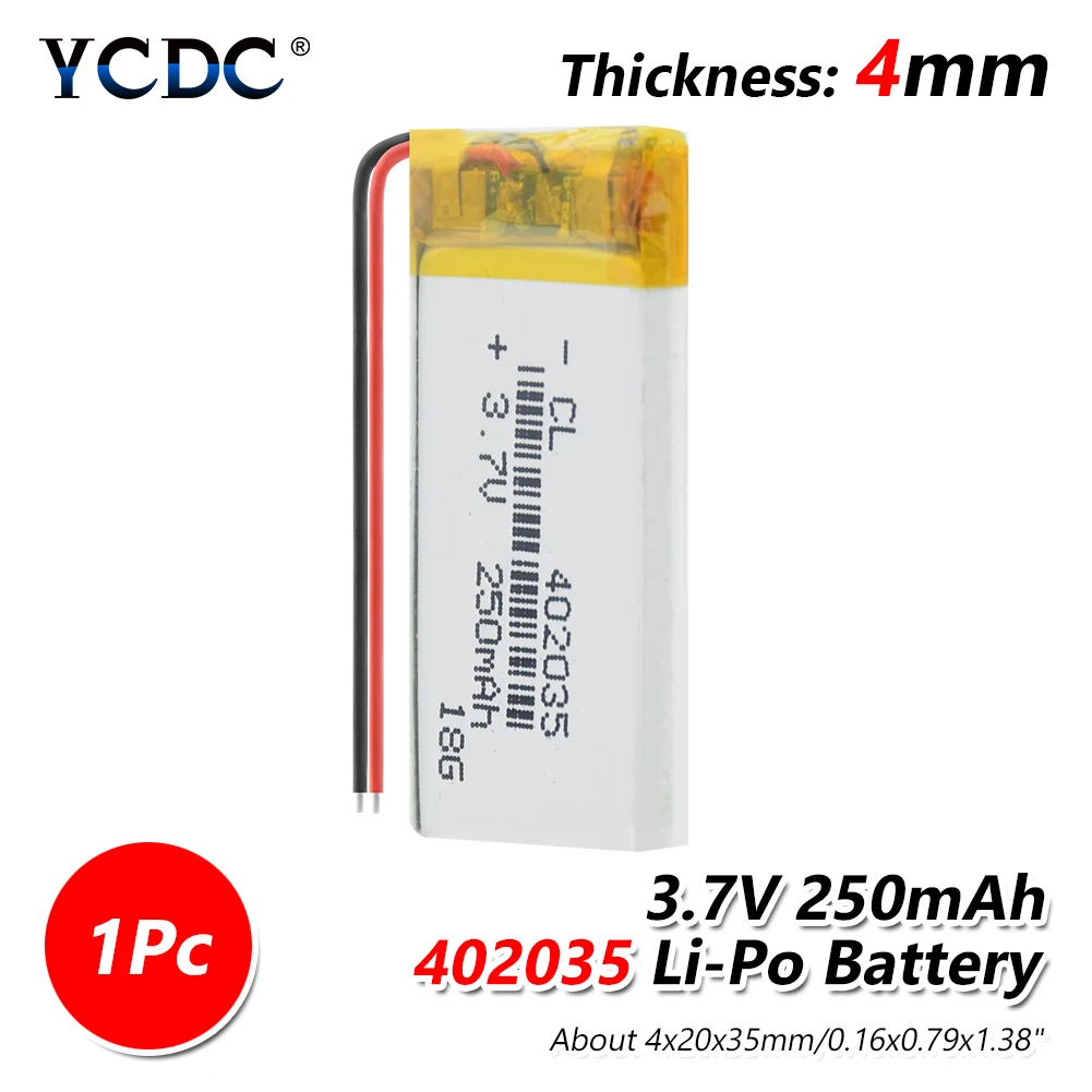 Хорошее качество 3,7 V 250mAH 402035 перезаряжаемый полимерный литий-ионный/литий-ионный аккумулятор для игрушек, банка питания, gps, mp3, mp4 спикера